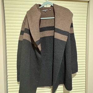 Vince Soft Open-Front Cardigan in Mauve Brown